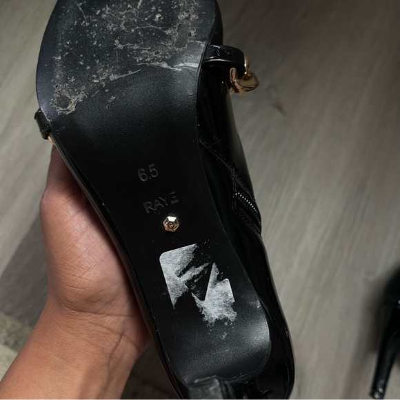 RAYE Foxx Glossy Black Heeled Boots with Gold Accent - Picture 7 of 7